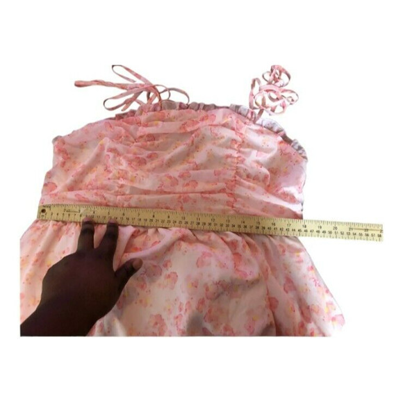 Shein Curve Womens Floral Chiffon Midi Sundress Sleeveless Ruffle Trim Pink 3XL - Picture 6 of 9